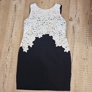 Ralph Lauren Navy and White Floral Lace Midi Dress